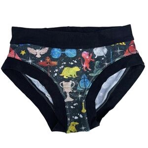 Handmade Harry Potter Artifacts & Houses Panty | Black Cotton Undie Brief – XS